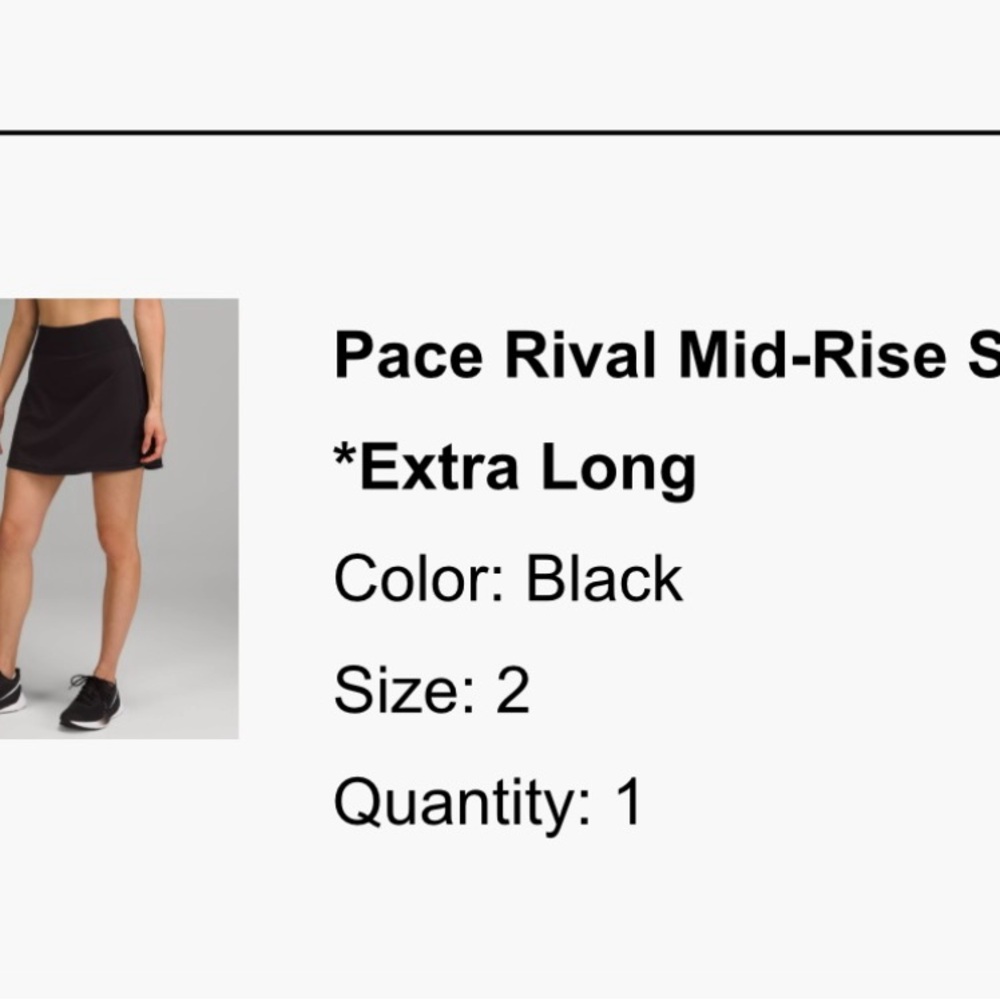 Lululemon Pace Rival mid rise skirt long - size 2